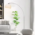 Produktbild: BRILLIANT Bogenstandleuchte Vessa | moderne Standleuchte mit weißem Schirm und Gestell in chrom | mit schwenkbaren Kopf und Fußschalter | 1x E27 max. 60W | IP20