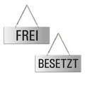Produktbild: Hängeschild Frei / Besetzt 175x65 mm Wendeschild Aluminium matt-silber eloxiert