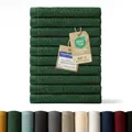 Produktbild: Blumtal Premium Frottier Gästehandtücher Set 12 teilig 100% Baumwolle - Oeko-TEX zertifiziertes Gästehandtuch 12x (30x30 cm) - Ultra saugstarkes Gästetücher Set waschbar °60 - Handtücher Dunkelgrün