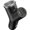 Produktbild: Tresice France - Baseus Y Type Car Charger Auto Ladegerät Mit 2x Usb Und Zigarettenanzünder 3.1a Schwarz (ccall-yx01)