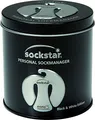 Produktbild: Sockstar® Sockenclips Sockenklammern Premium Gift Box - 20 Stück in Einer Präsentdose, je 5 Stück in 4 coolen Farben: Schwarz, Weiß, Silber, Transparent