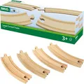 Produktbild: BRIO Spielzeugeisenbahn-Zubehör World 33342, Gebogene Gleise, je 17 cm, aus Holz, 4-teilig