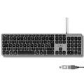 Produktbild: Bluestork Französische AZERTY-Tastatur, kabelgebunden, für Mac – konkave und leise Tasten, 13 Multimedia-Hotkeys, USB-/USB-C-Adapter – Tastatur für Mac und iPad – Schwarz