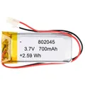 Produktbild: Lithium Polymer Akku - 3.7V 700mAh - 45 x 25 x 8mm
