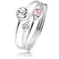 Produktbild: Elli Ring-Set Stapelring Set Kristalle 925 Silber, Ring Set bunt 54