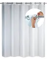Produktbild: WENKO Duschvorhang Comfort Flex Weiß, Textil-Vorhang fürs Badezimmer, große integrierte Ringe zur Befestigung an der Duschstange, waschbar,wasserabweisend, 180 x 200 cm