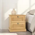 Produktbild: IDIMEX Nachttisch Veneta mit 2 Schubladen, Natur - Nachtkonsole aus Kiefer Massivholz im Landhausstil, rustikaler Nachtschrank, Schlafzimmer Beistelltisch Lamellendesign