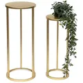 Produktbild: DanDiBo Blumenhocker Metall Gold Rund Blumenständer Beistelltisch 96510 2er Set Blumensäule Modern Pflanzenständer Pflanzenhocker