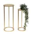 Produktbild: DanDiBo Blumenhocker Metall Gold Rund Blumenständer Beistelltisch 96510 2er Set Blumensäule Modern Pflanzenständer Pflanzenhocker