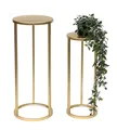 Produktbild: Blumenhocker Metall Gold Rund Blumenständer Beistelltisch 96510 2er Set Blumen