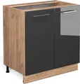 Produktbild: Vicco Küchenunterschrank Fame-Line, 80 cm mit Regal, ohne Arbeitsplatte, Anthrazit Hochglanz/Goldkraft Eiche