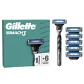 Produktbild: Gillette Mach3 Basis Rasierer für Männer, 1 Gillette Rasierer, 6 Ersatzklingen, Mit Gleitstreifen für ein sanftes Gleiten und NEUER Klingenbeschichtung, für weniger Hautirritation