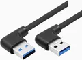 Produktbild: O50 USB 3.0 Adapterkabel – USB-A auf USB-A Datenkabel, beidseitig abgewinkelt, Highspeed bis 5 Gbit/s, 1 m