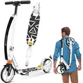 Produktbild: KESSER® Cityroller Scooter 205mm Räder PU Big Wheel - Pro-S Tretroller mit Doppel Federung, City-Roller Scooter klappbar und Höhenverstellbar, Roller Kickscooter für Erwachsene und Kinder, Weiß