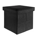 Produktbild: INTIRILIFE Faltbarer Sitzhocker 38x38x38 cm in Diamant SCHWARZ - Sitzwürfel mit Stauraum und Deckel aus Stoff in Leinen Optik - Sitzcube Fußablage Aufbewahrungsbox Truhe Sitzbank