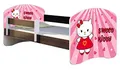Produktbild: ACMA Kinderbett Jugendbett mit Einer Schublade und Matratze Wenge mit Rausfallschutz Lattenrost II 140x70 160x80 180x80 (15 Sweet Kitty, 160x80)