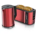 Produktbild: Arendo Frühstücks-Set 2-teilig, 4-Scheiben Langschlitztoaster + Wasserkocher 1,5 Liter, Rot