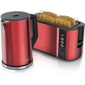 Produktbild: Arendo - Frühstücks-Set 2-teilig, 4-Scheiben Langschlitztoaster + Wasserkocher 1,5 Liter, Rot