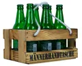 Produktbild: Kistenkolli Altes Land Bierträger mit Griffbändern Männerhandtasche in geflammt mit Platz für bis zu 6 Getränke Bierkiste Holzkiste kleine Tragetasche