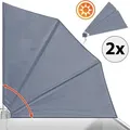 Produktbild: DETEX® 2x Balkonfächer Sichtschutz inkl. Abdeckung 140x140cm Wetterfest UV-beständig Terrasse Seitenmarkise Sonnenschutz Wandhalterung Anthrazit - Grau