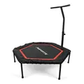Produktbild: Fitness Trampolin Premium mit Klappfunktion und Haltestange für Indoor und Outdoor | mit Höhenverstellung 150 kg Belastbarkeit | Fitnessstudio oder zu Hause (Rot)
