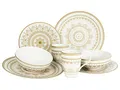 Produktbild: CreaTable, 23597, Serie MANDALA GOLD - weiss, 8-teiliges Geschirrset für 2 Personen, Kombiservice aus Steinzeug, spülmaschinen- und mikrowellengeeignet, Qualitätsproduktion