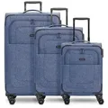 Produktbild: Redolz Essentials 12 THREE SET 4 Rollen Kofferset 3-teilig mit Dehnfalte  blau