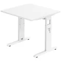 Produktbild: HAMMERBACHER OS 08 höhenverstellbarer Schreibtisch weiß quadratisch, C-Fuß-Gestell weiß 80,0 x 80,0 cm