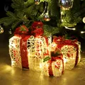 Produktbild: SALCAR 3er Set LED Weihnachtsbeleuchtungs Geschenkbox Lichterkette Weihnachten mit Schleife, Deko Beleuchtete für Innen mit 8 modi, Warmweiß