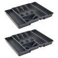 Produktbild: ENGELLAND 2 x Besteckkasten Besteckkorb Verstellbar Mit 8 Fächern Anthrazit