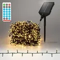 Produktbild: ECD Germany Solar Lichterkette Aussen 16m 800 LED Warmweiß, Weihnachtsbeleuchtung Outdoor, IP44 Wetterfest 13 Modi & Timer Weihnachts Deko Weihnac... - Grün