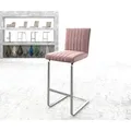 Produktbild: DELIFE Barstuhl Luiga-Flex Samt Rosé Freischwinger flach Edelstahl, Barstühle