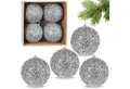 Produktbild: BRUBAKER Weihnachtsbaumkugel Glitzer Weihnachtskugeln - 4er Set große Glitter Baumkugeln - 10 cm (4 St), Christbaumkugeln Bruchsicher aus Kunststoff - Christbaumschmuck