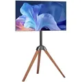Produktbild: VEVOR TV-Ständer mit Stativ-Staffelei für 1016-1651 mm flach & Curved-TVs bis zu 45 kg, 18° Links-Rechts-Drehung, tragbarer Fernsehständer mit Beinen aus Holz für Schlafzimmer Wohnzimmer Studio