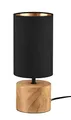 Produktbild: Reality Leuchten Tischleuchte Woody R50171980, Fuß Holz, Stoffschirm schwarz/goldfarbig, exkl. 1x E27