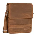 Produktbild: STILORD 'Sven' Herrenhandtasche Leder Umhängetasche klein Schultertasche Männer 8 Zoll Tablet Herren-Tasche Messenger Bag DIN A5 Echtes Leder, Farbe:tan - dunkelbraun
