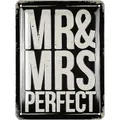 Produktbild: LANOLU Retro Blechschild MR und MRS Schild Hochzeit - Mr und Mrs Stuhlschilder - Geschenk Hochzeitsdeko - Türschild und Wanddeko Metallschild 15x20cm