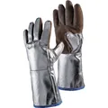 Produktbild: Hitzeschutzhandschuhe 5-Finger Universal braun/silber Spaltleder Preox-Aramid