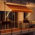 Produktbild: LED - Markise mit Kurbel 300cm Breit Klemmmarkise Balkonmarkise Sonnenschutz Terrasse Balkon - 300x150cm - orange/schwarz