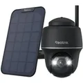 Produktbild: Reolink Argus PT+Solarpanel, 2K+ 5MP PTZ Solar/Akku-Überwachungskamera Outdoor 2,4/5GHz WiFi, Personen/Fahrzeugerkennung, 2-Wege-Audio, Schwarz - Schwarz