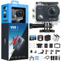 Produktbild: AKASO V50X Action Cam 4K30FPS mit 64GB U3 Speicherkarte Unterwasserkamera WiFi 40M EIS Anti-Shake Action Kamera 4X Zoom mit Touchscreen, Fernbedienung, Sportkamera Wasserdicht Gehäuse,Helmzubehör