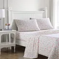 Produktbild: Laura Ashley Queen-Size-Bettlaken, Baumwoll-Perkal-Bettwäsche-Set, leicht und atmungsaktiv, Heimdekoration (Norella Pink, Queen)
