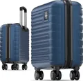 Produktbild: Travely Premium Handgepäck Koffer 45x36x20cm - passend für Ryanair, Lufthansa, Eurowings und co. I 32L Trolley Handgepäck mit sanften Rollen und praktischem TSA Schloss, Reisekoffer, Blau