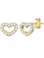 Produktbild: Glanzstücke München Damen Ohrstecker 925/- Sterling Silber gelbvergoldet 14 Karat Topas weiß Herz Silberohrstecker