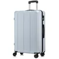 Produktbild: YONSLY Koffer Reisekoffer Trolley Rollkoffer Hartschalenkoffer Größenwahl aus ABS, 4 Rollen, Zahlenschloss 360°-Doppelrollen weicher Gummigriff Aluminium-Elemente silberfarben 76 cm