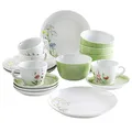 Produktbild: KAHLA 39H224A69358C Five Senses Wildblume Kombiservice 16tlg. | Kombiservice mit Blumendekor für 4 Personen aus Porzellan Aquarell-Grün
