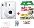Produktbild: Fujifilm Instax Mini 12 clay white inkl. 2x einen Doppelpack = 4x 10 Bilder