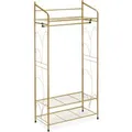 Produktbild: Relaxdays Kleiderständer Eisen Gold mit 3 Ablagen 161 cm x 78 cm x 36 cm 4,3 kg