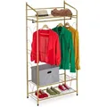 Produktbild: Relaxdays Kleiderständer, Gold, Metall, 78x161x36 cm, Garderobe, Garderobenständer