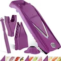 Produktbild: Börner Gemüsehobel V5 (Plus Set) • Verstellbarer V-Hobel mit extra viel Zubehör + Schäler • Gemüseschneider mit Edelstahl V-Klinge • Für Scheiben, Streifen, Würfel • Farbe: Violett